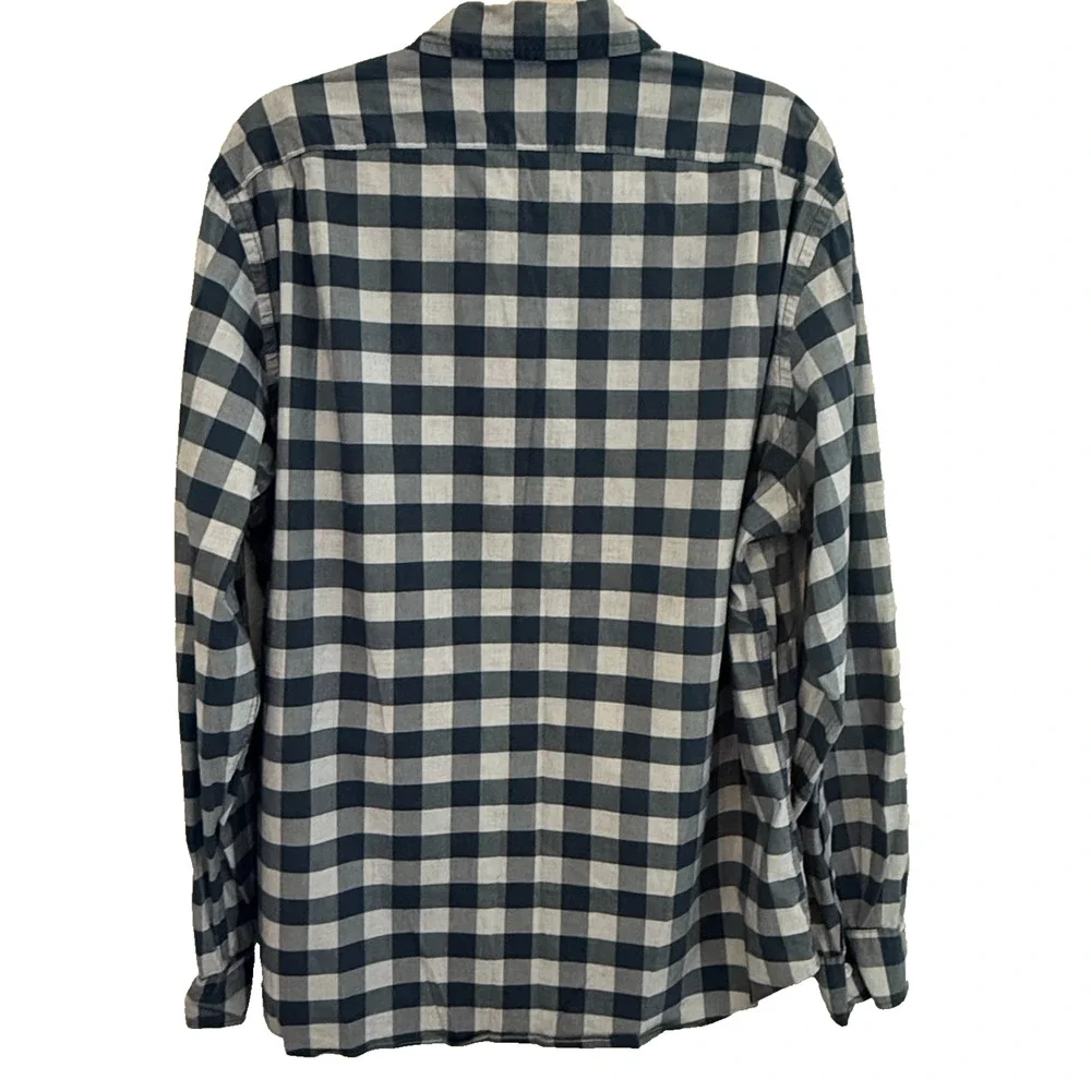 J.Crew Mens XL Flex Washed Button Down Shirt Blue Check Plaid LongSleeve Classic